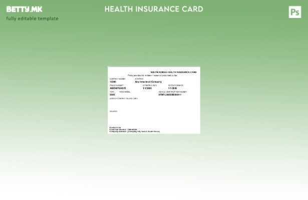 Модерен стил Шаблон за картичка за здравствено осигурување во Јужна Кореја